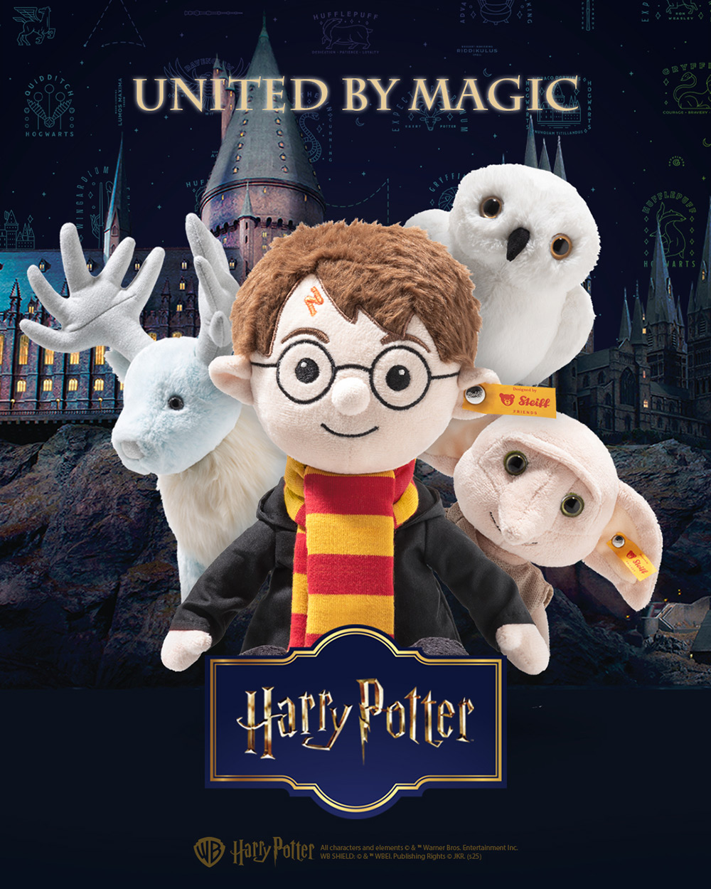 The four Steiff plushies in front of Hogwarts