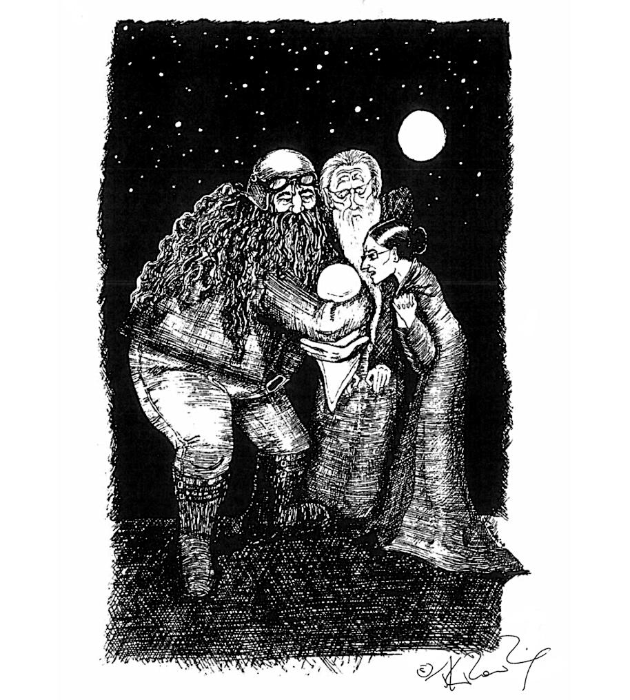 JKR outside Privet Drive illustration