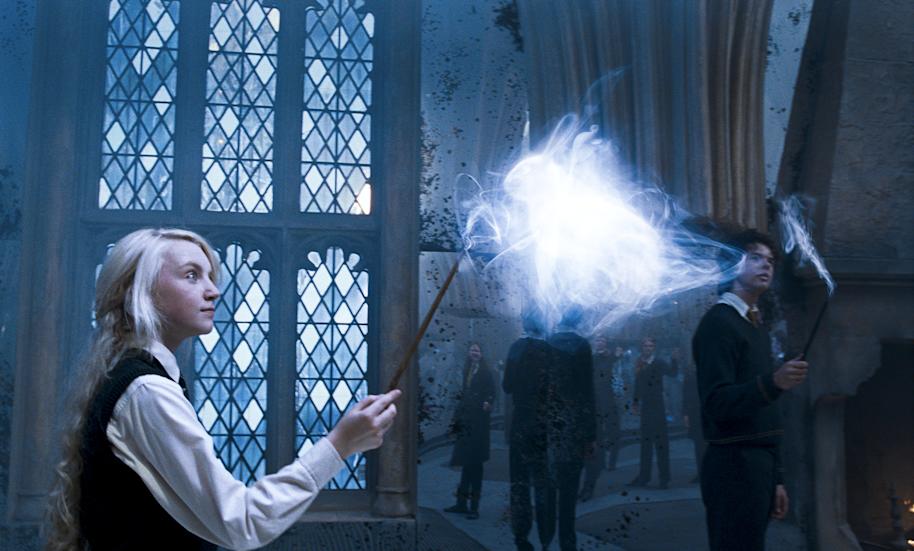 Luna conjuring her rabbit Patronus in the Room of Requirment