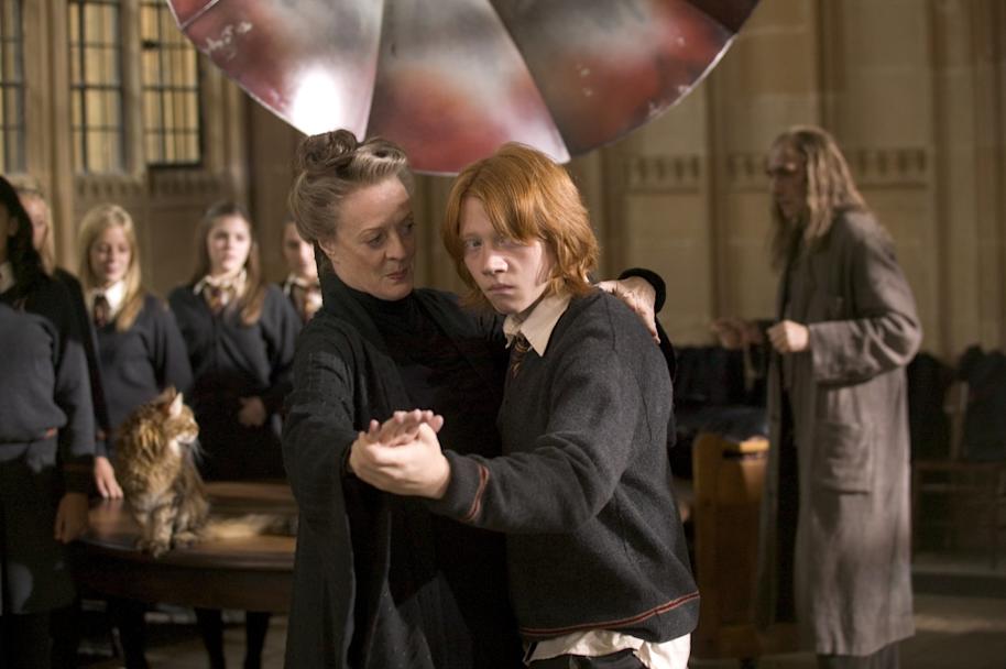 Ron dancing with Professor McGonagall from the Goblet of Fire