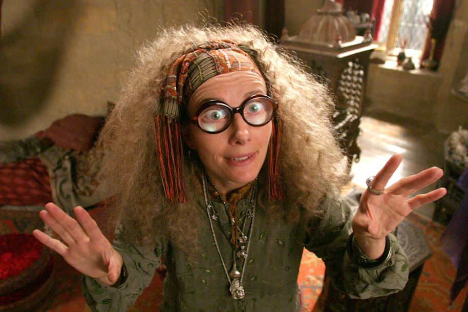 Sybill Trelawney looking mystically mad from the Prisoner of Azkaban