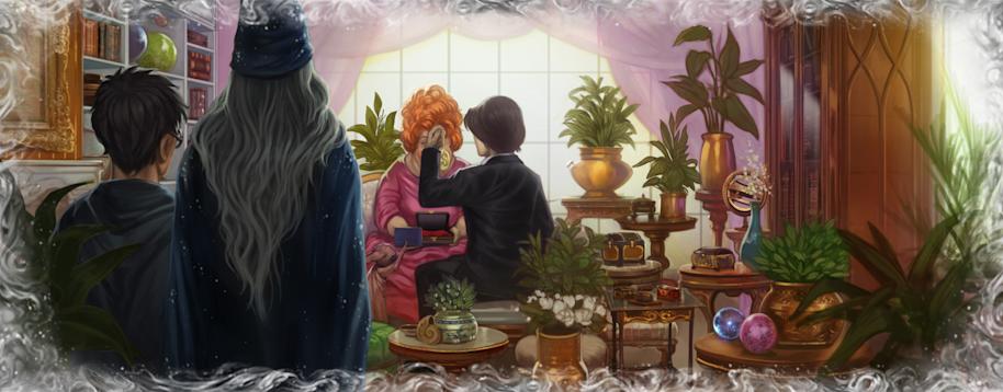 Harry and Dumbledore watch Tom Riddle inspect Slytherin's locket in a memory from the Half-Blood Prince.